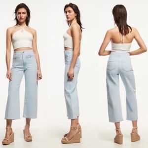 ZARA CROPPED WIDE LEG BUTTONED JEANS